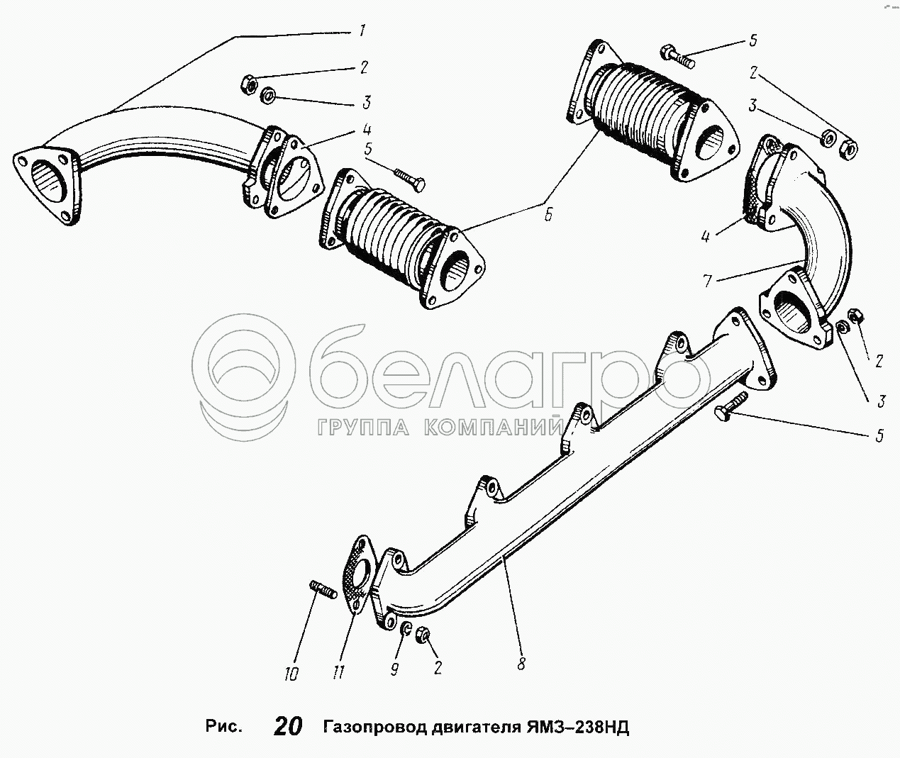 Газопровод двигателя ЯМЗ-238НД