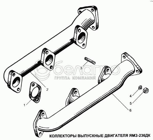 Коллекторы выпускные двигателя ЯМЗ-236ДК