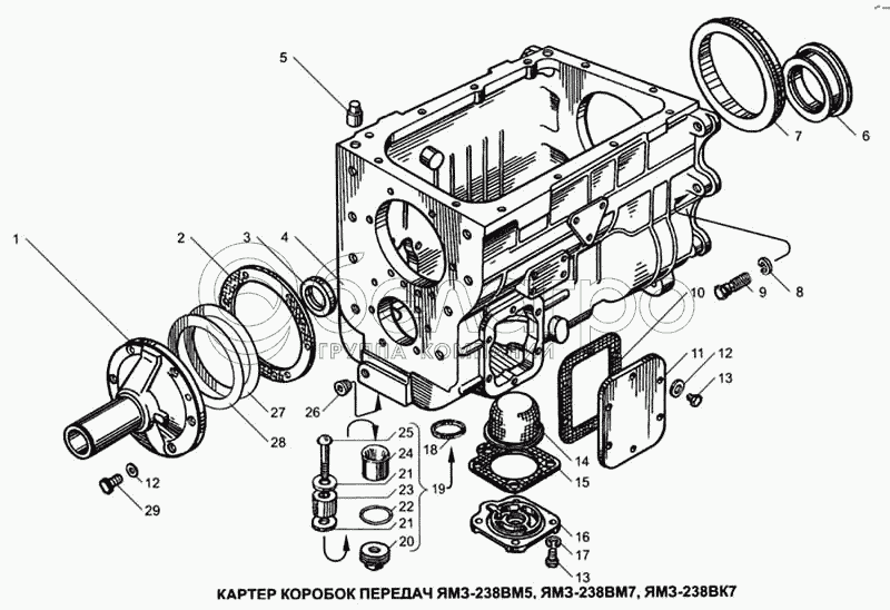 Картер коробок передач ЯМЗ-238ВМ5, ЯМЗ-238ВМ7, ЯМЗ-238ВК7