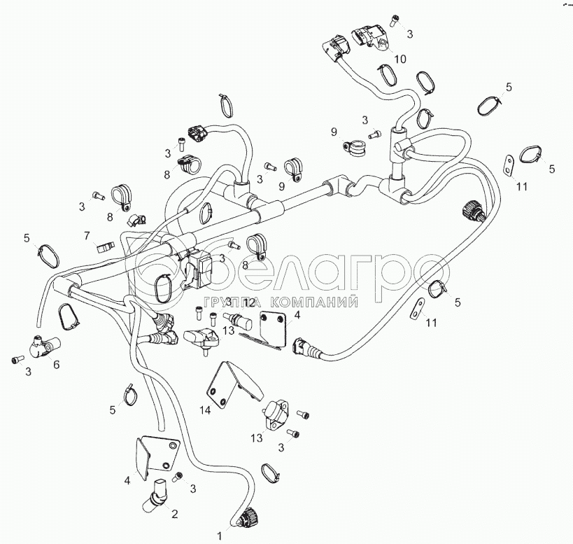 5344.3724011-10 Монтаж джгута датчиків (ЯМЗ-5344-10, ЯМЗ-53441-20)