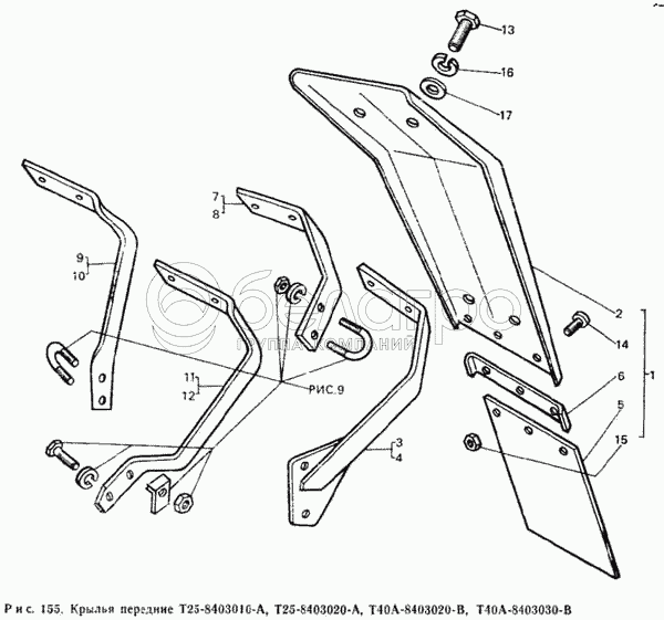 Передні крила Т25-8403010-А, Т25-8403020-А, Т25-8403020-В, Т25-8403030-В