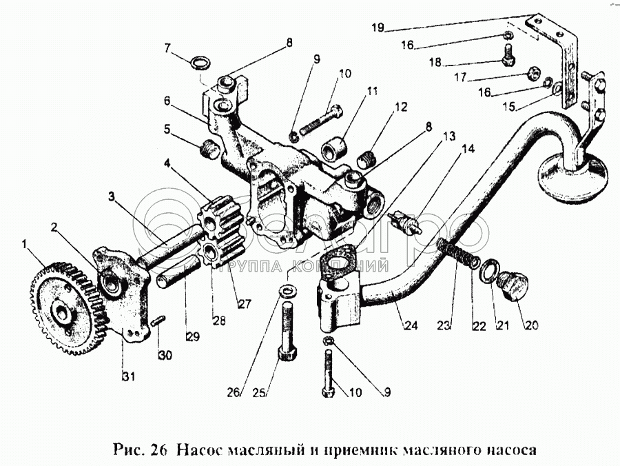 Масляний насос та приймач масляного насоса