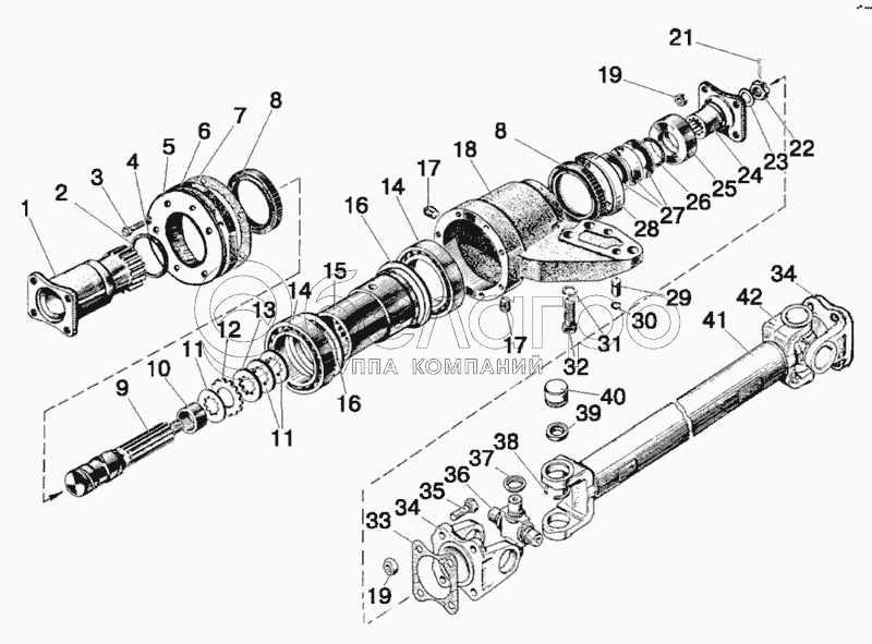 Карданний вал. Проміжна опора карданного вала (для трактора «БІЛОРУС-92»)