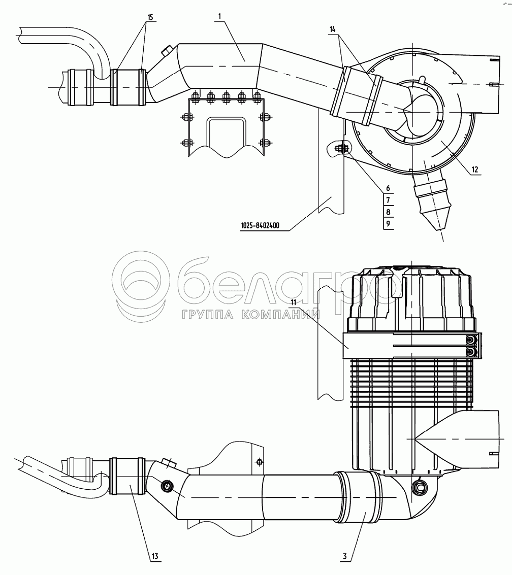 Установка воздухоочистителя (Д-245.5S3А и Д-245.5S3АМ)