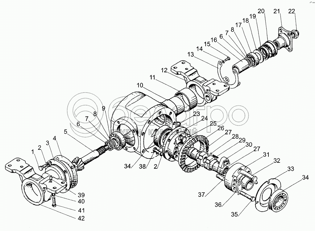 Диференціал, головна передача переднього ведучого моста; Differential, Final Drive of Front Driving Axle