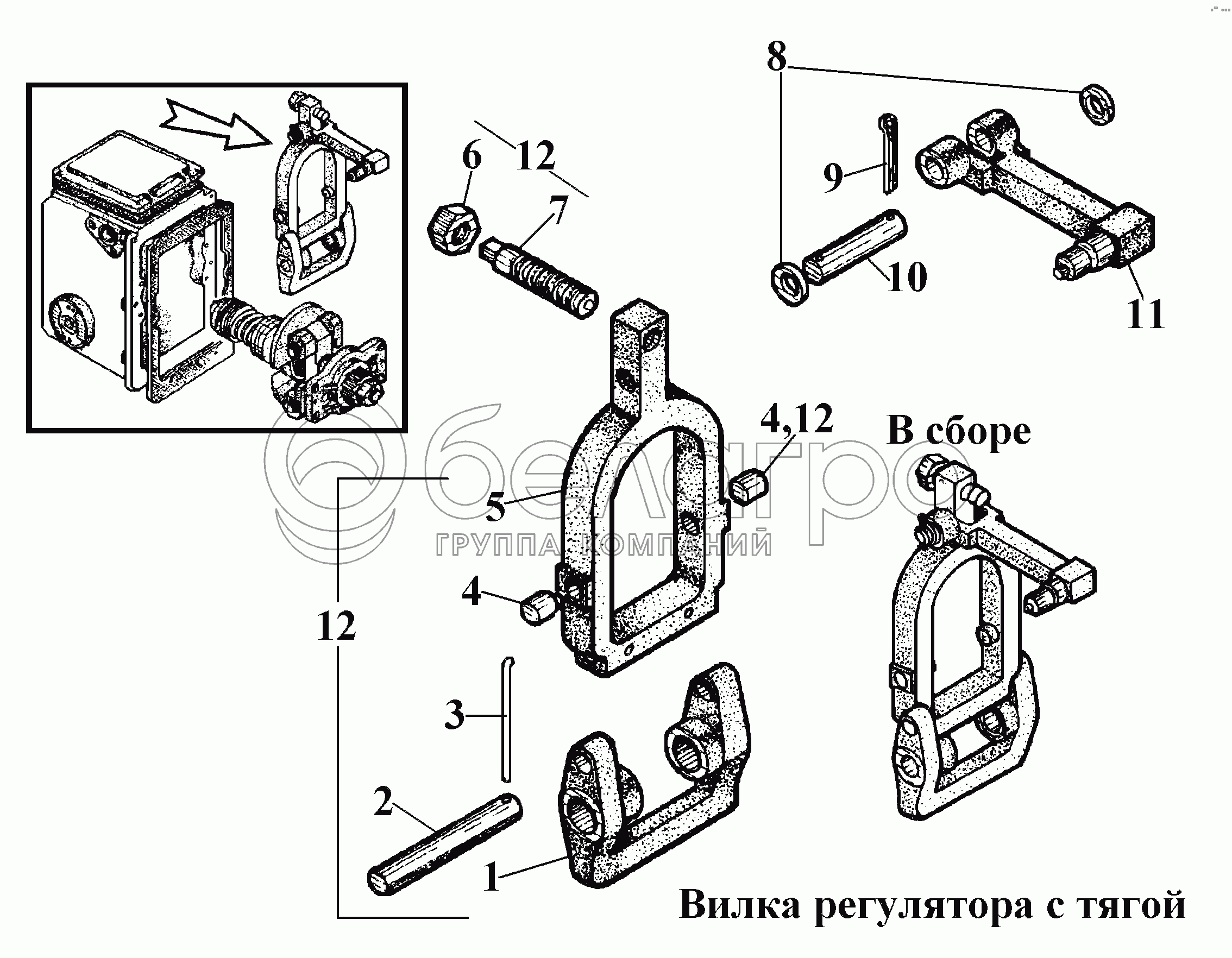Вилка регулятора з тягою