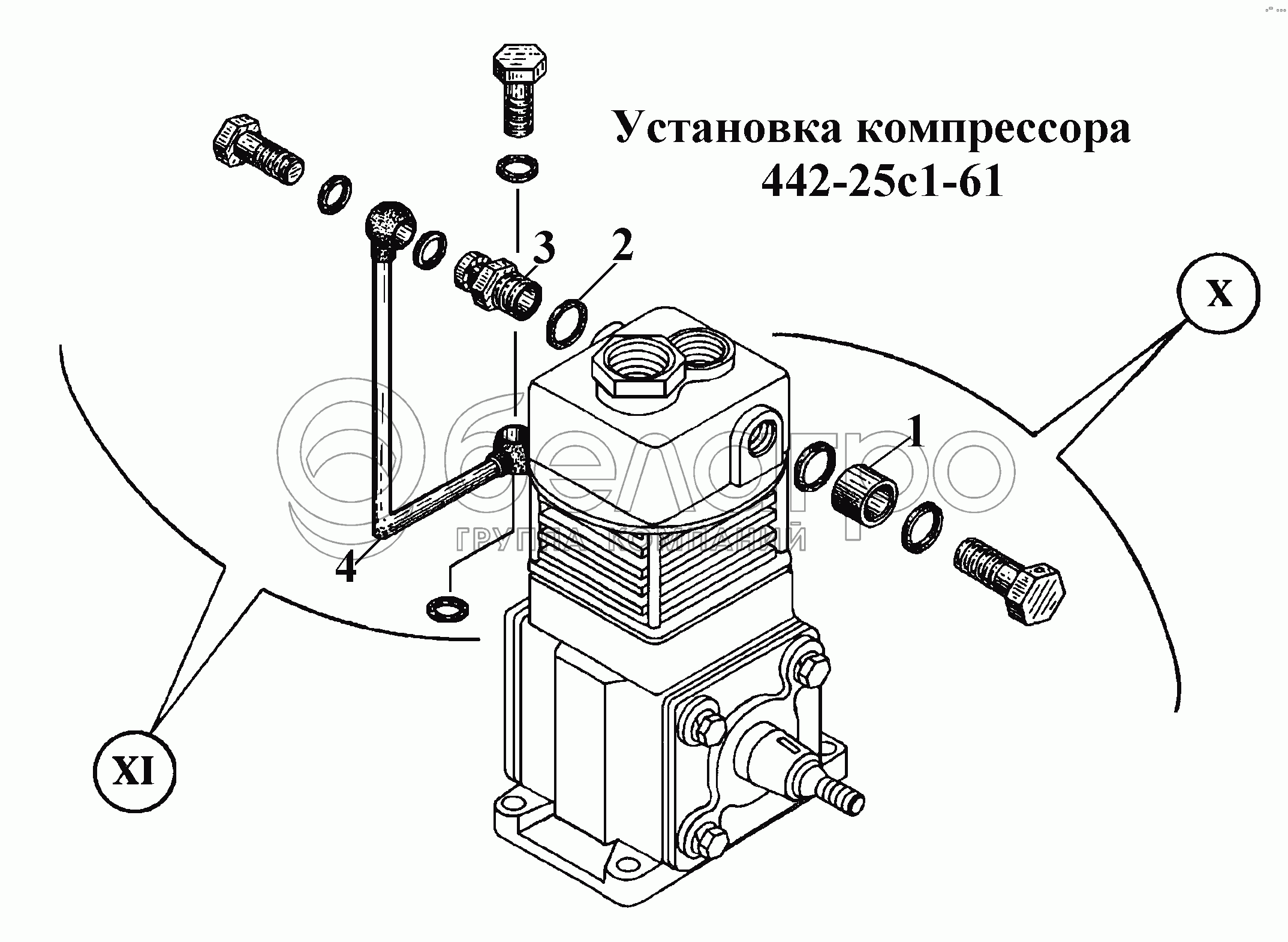Монтаж компресора 442-25с1-61
