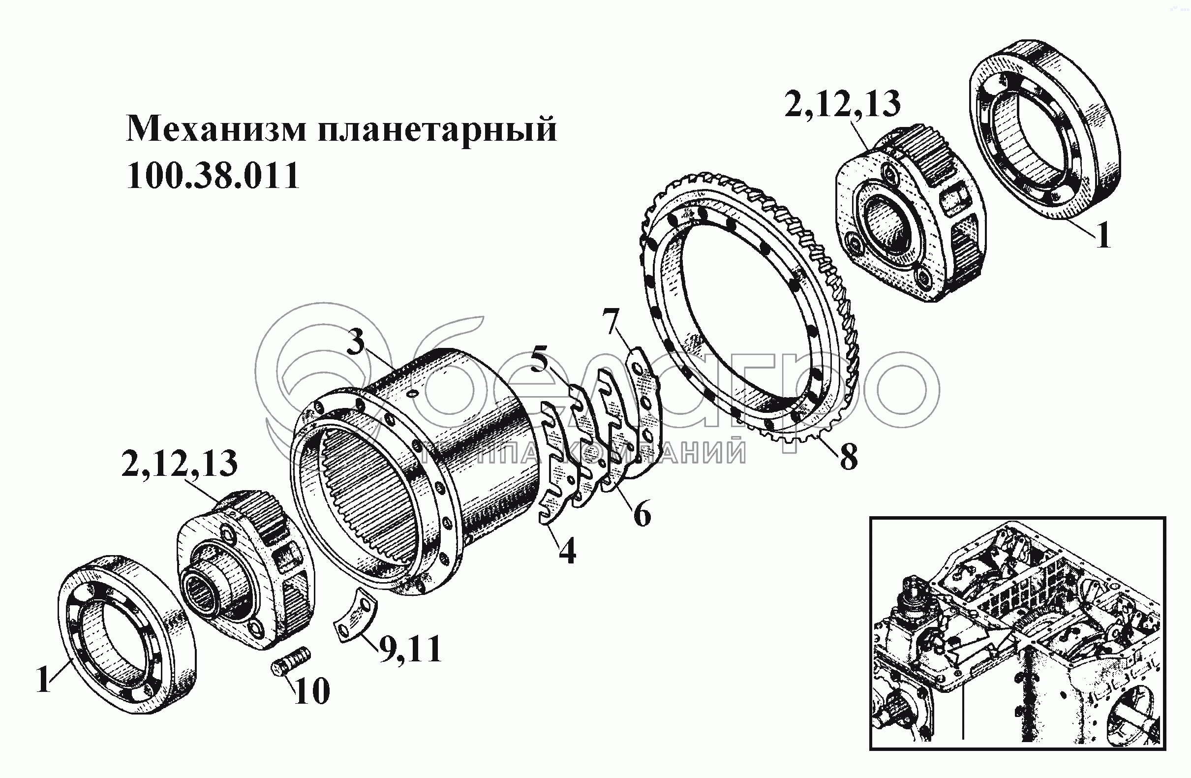 Планетарний механізм 100.38.011