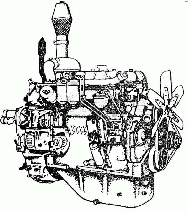 Загальний вигляд дизеля А-41 (вид справа)